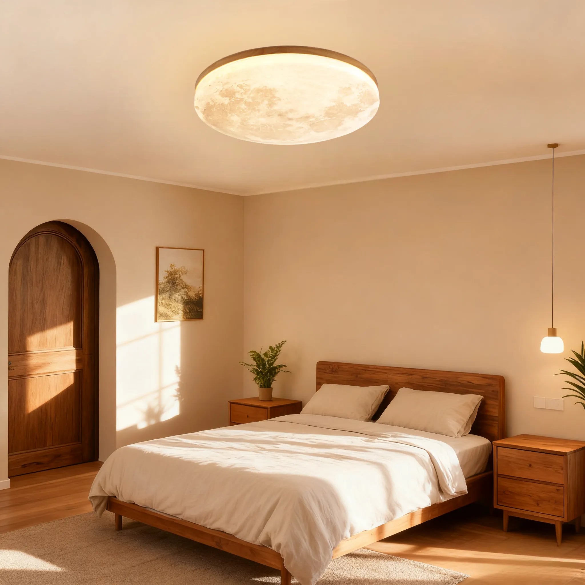 Plafonnier rond moderne et créatif en forme de lune
