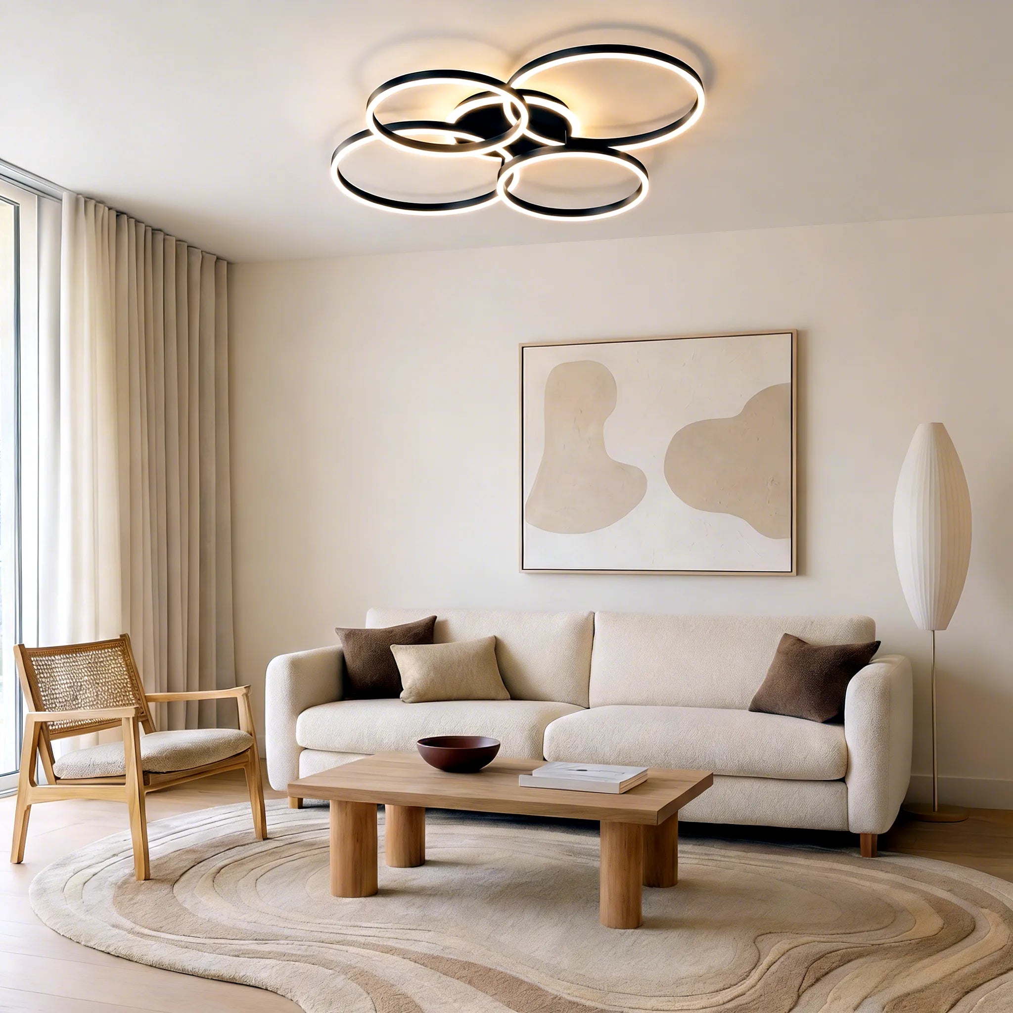 Elegante lampada da soffitto ad anello nordico