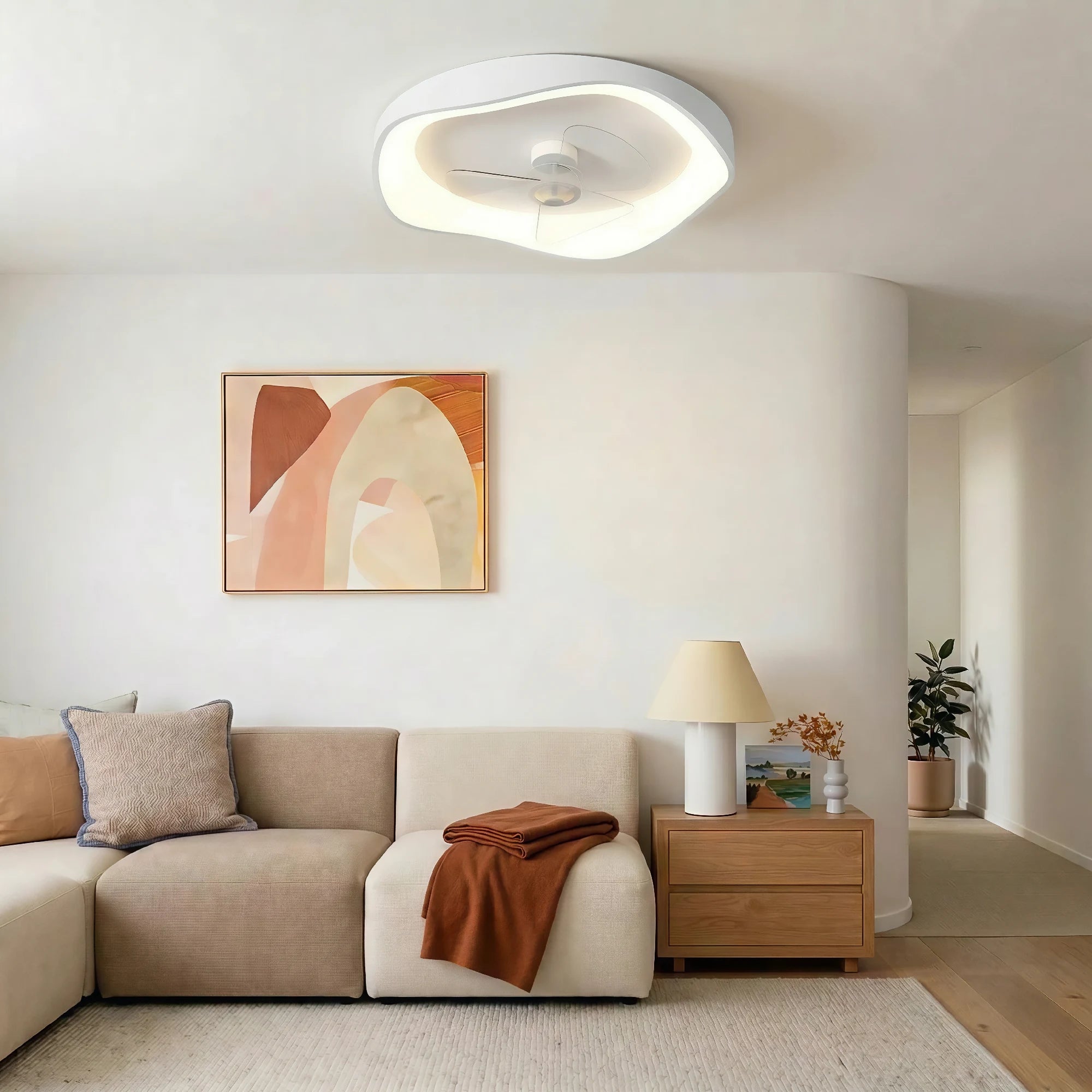 Modern Minimalism White Ceiling Fan With Light