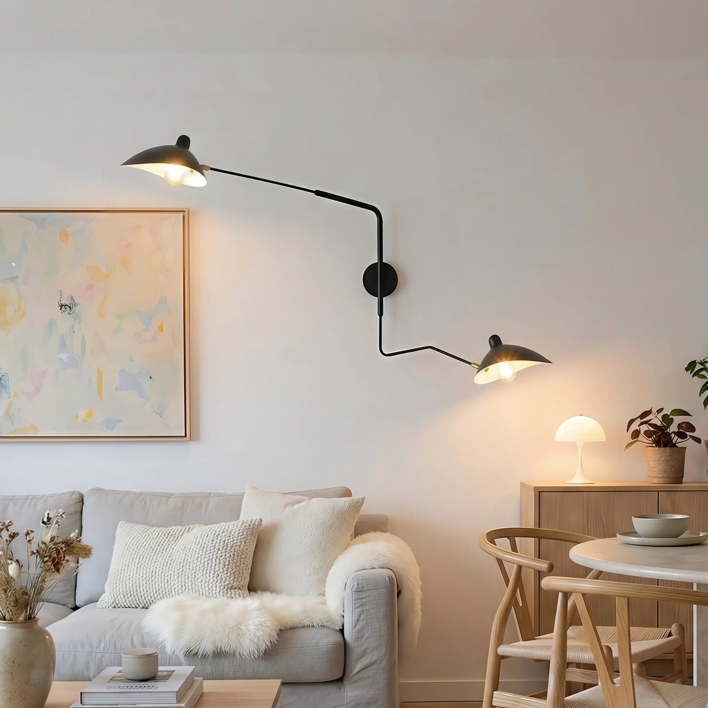 Elegante lampada da parete a doppia testa
