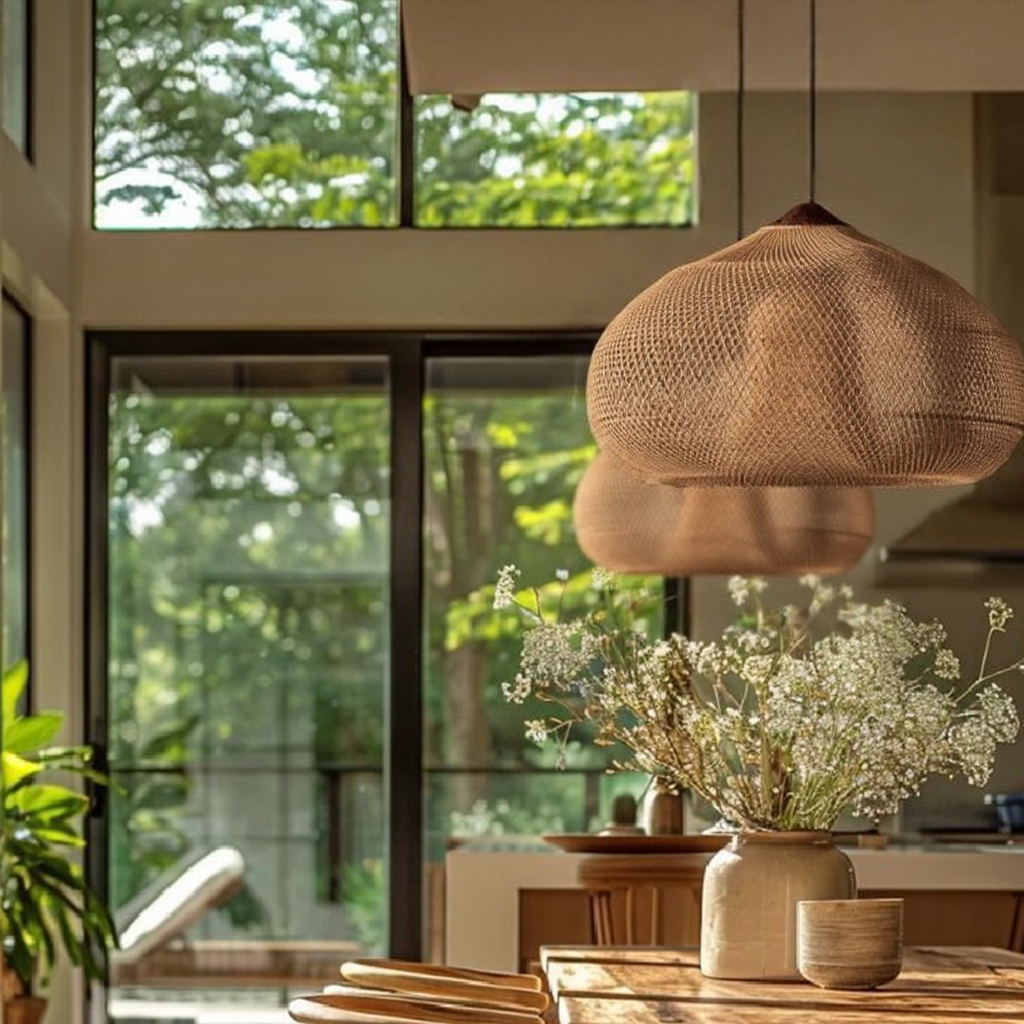 Glarefusion Vintage Rattan Woven Chandelier