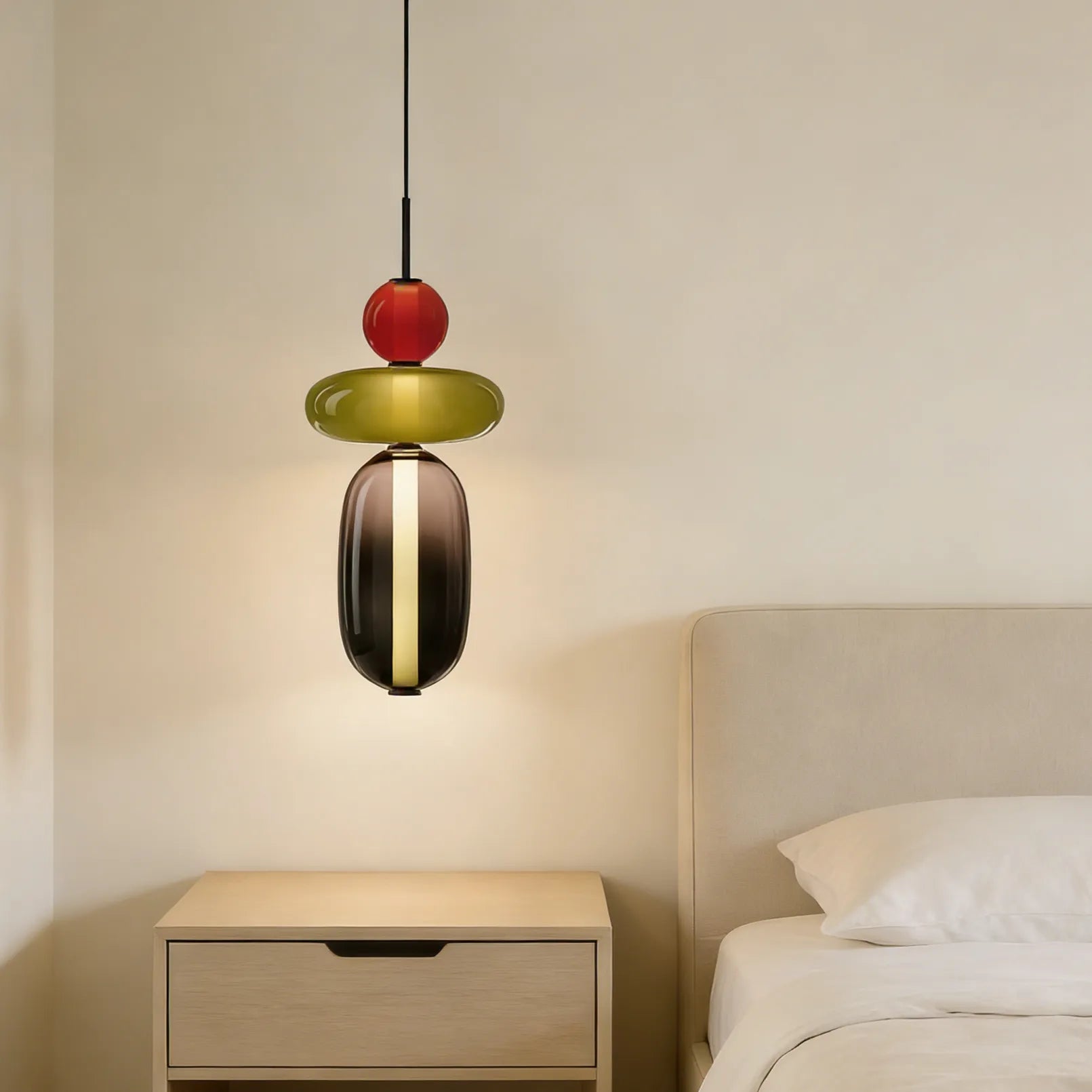 Elegante lampada a sospensione in vetro candito