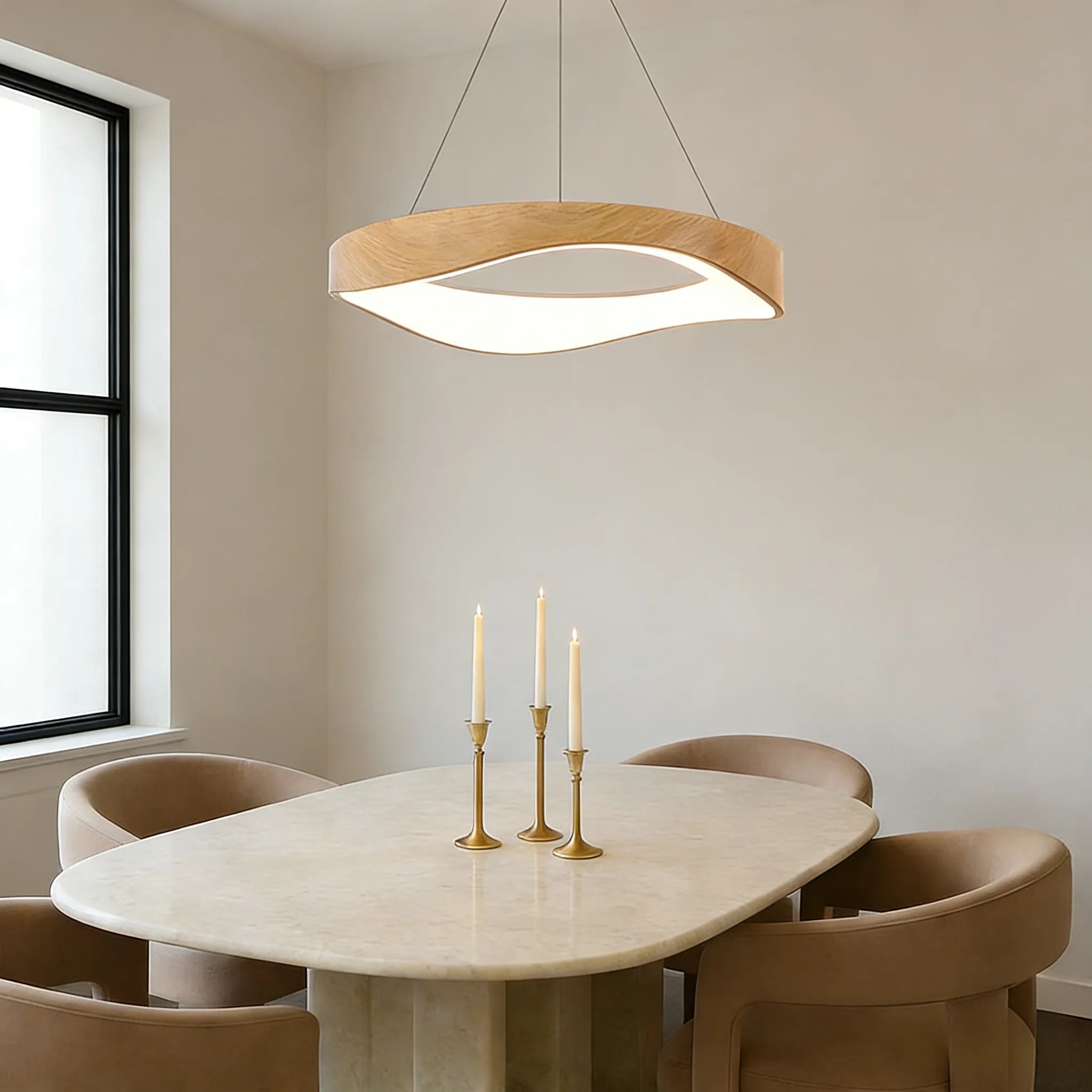 Lampada a sospensione nordica con venature del legno