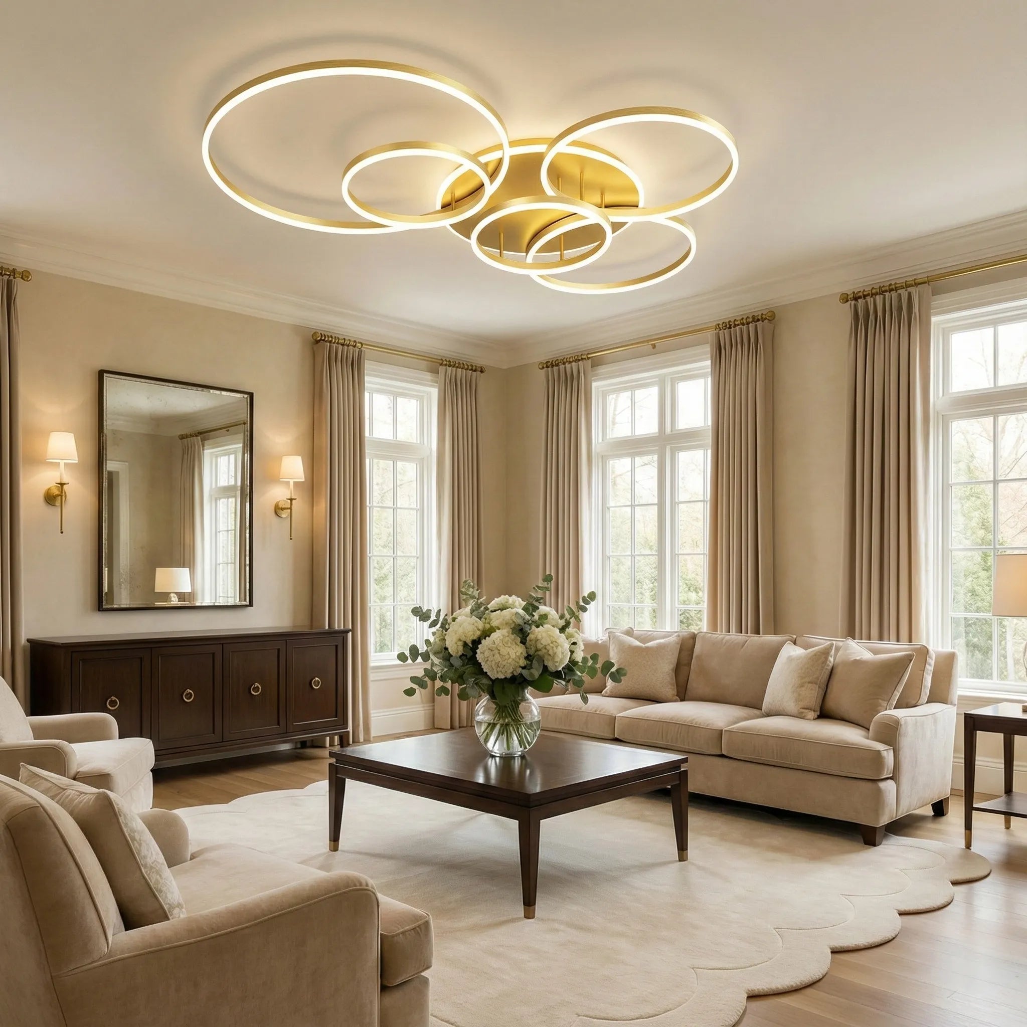 Elegante lampada da soffitto ad anello nordico