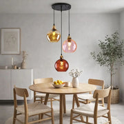 Lampada a sospensione moderna a sfera in vetro con motivo ad acqua colorata semplice Glarefusion
