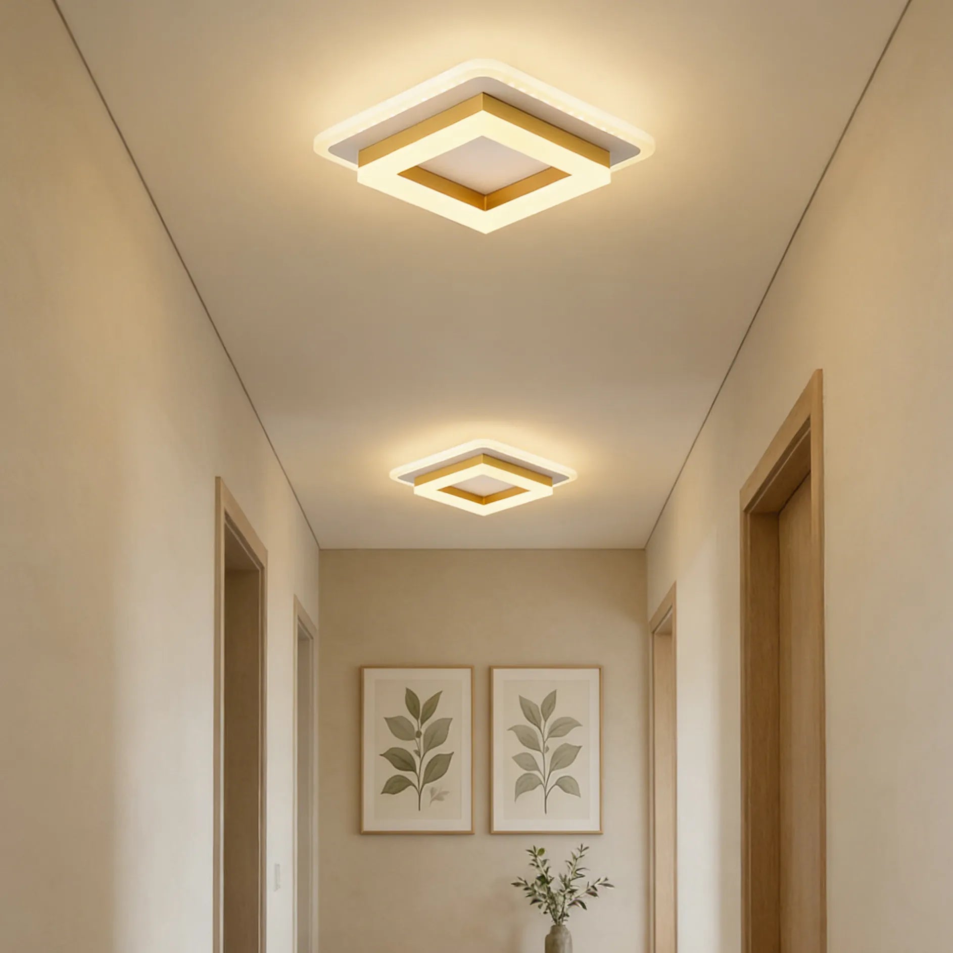 Lampada da soffitto moderna e creativa ad anello quadrato