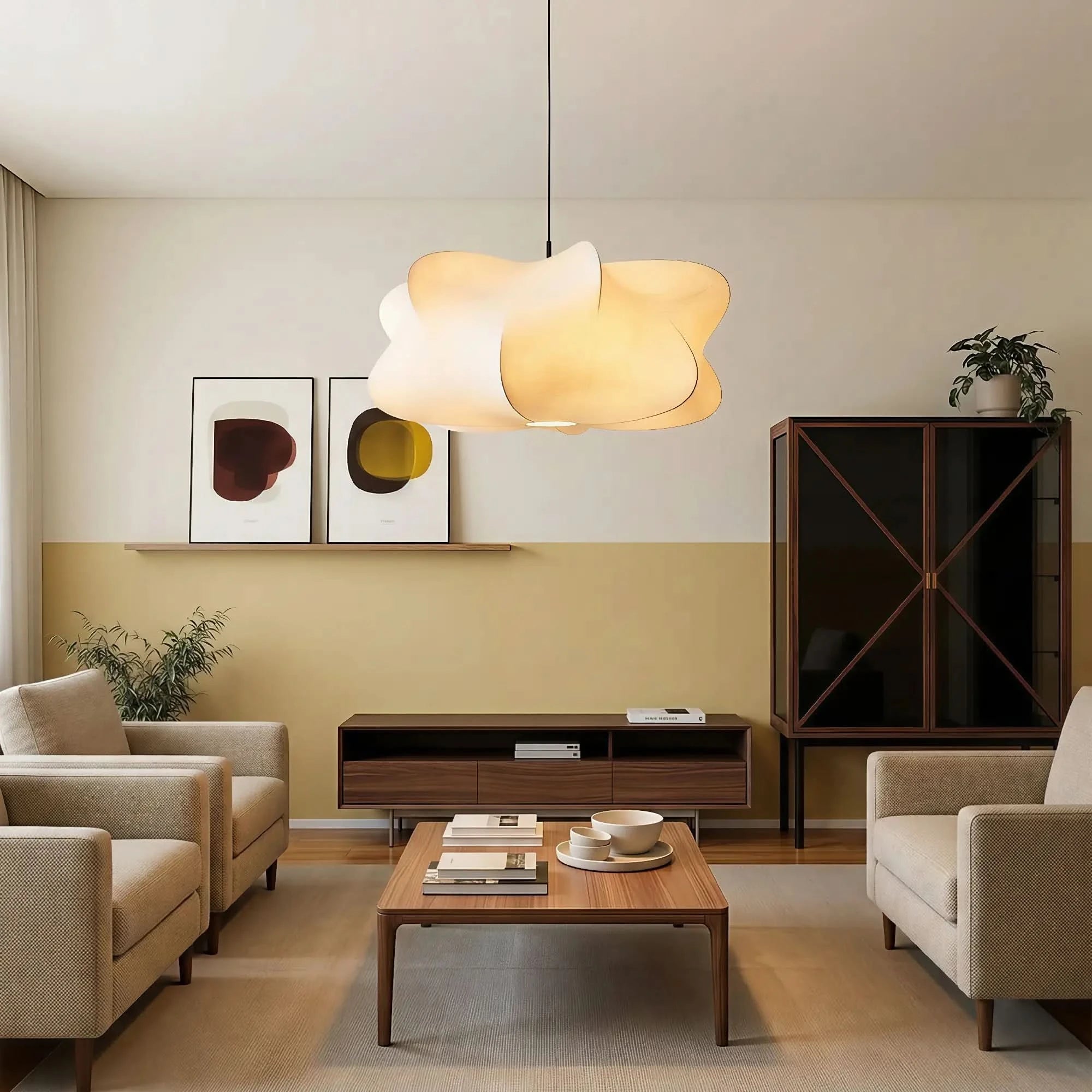Lampada a sospensione in seta Glarefusion