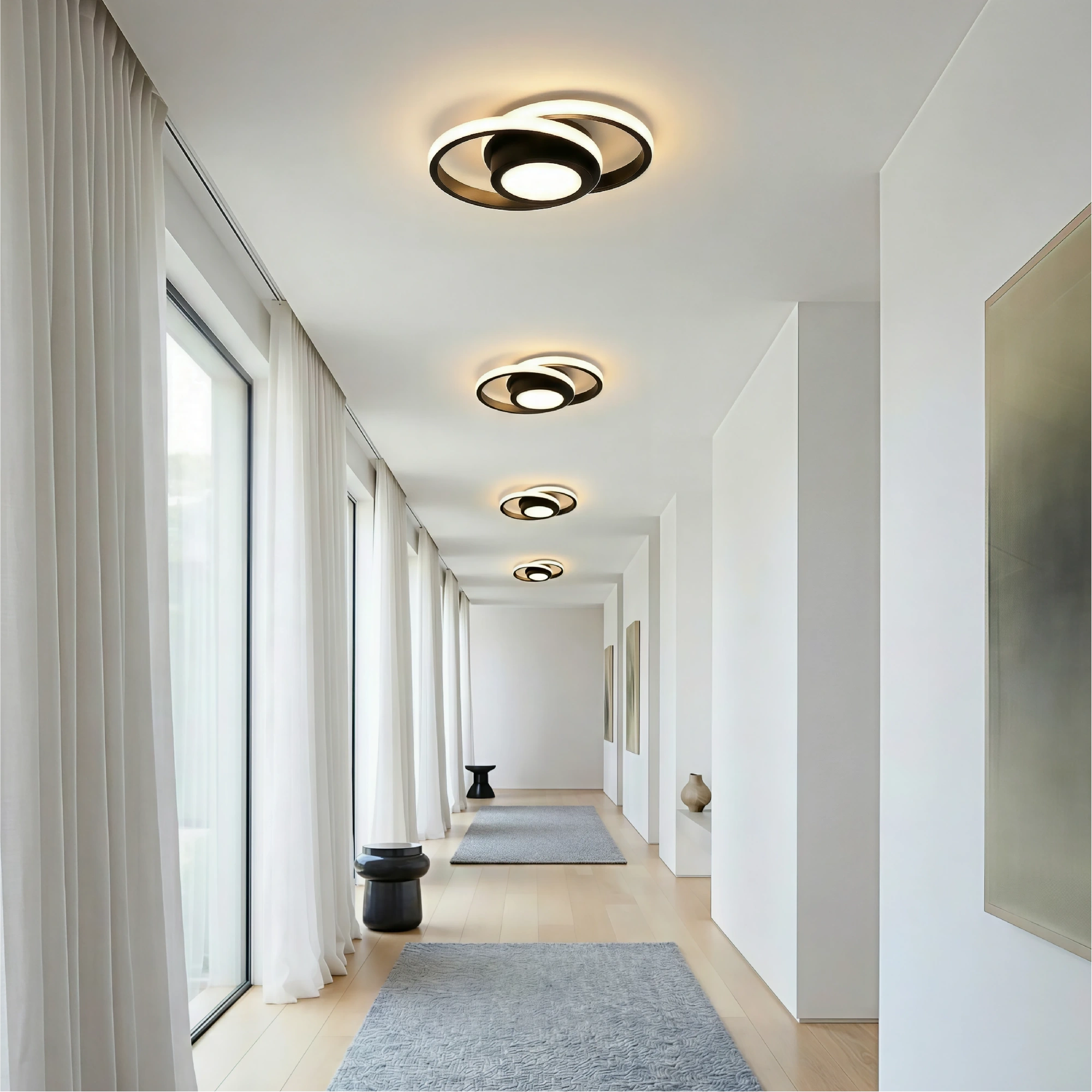 Lampada da soffitto a doppio anello minimalista nordica