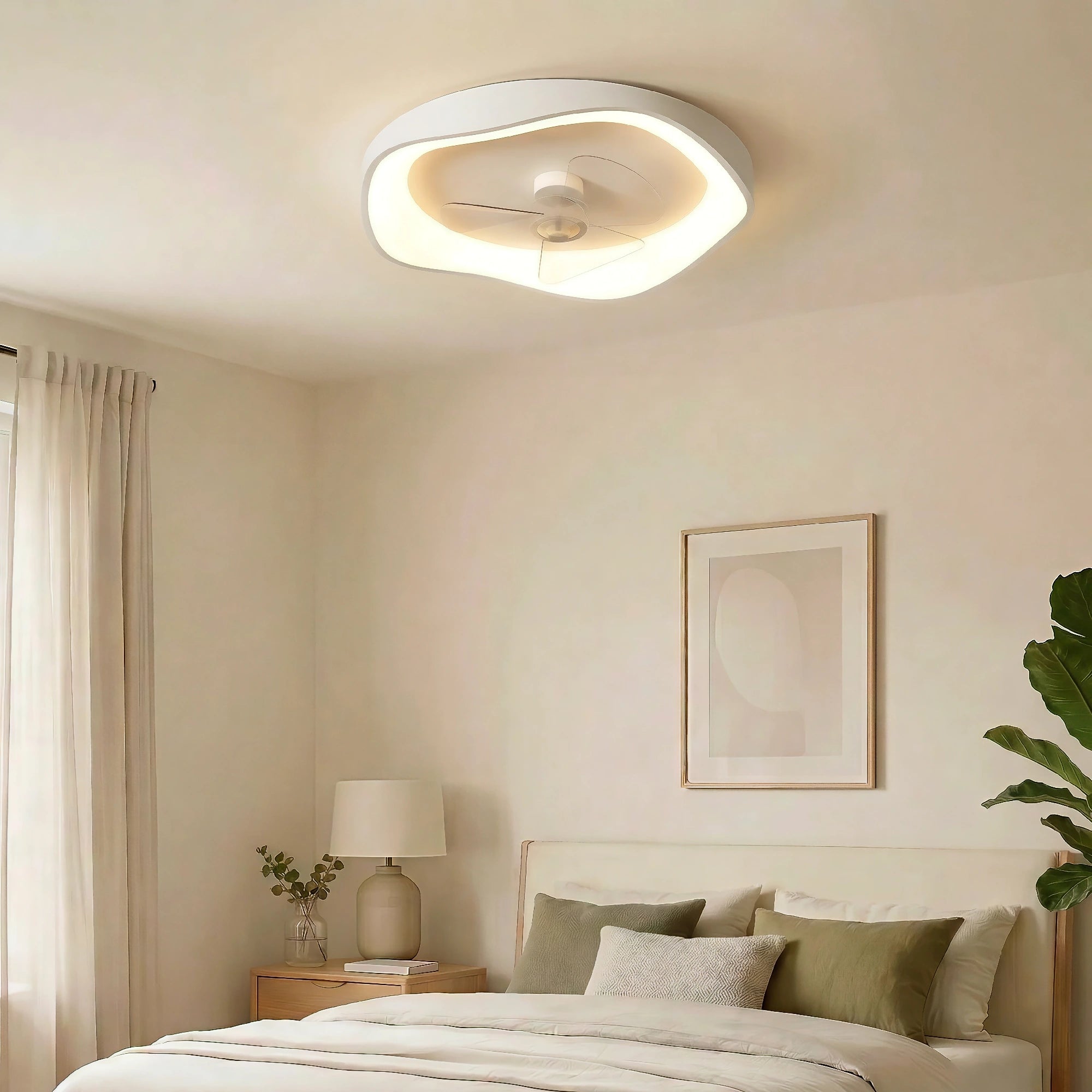 Modern Minimalism White Ceiling Fan With Light