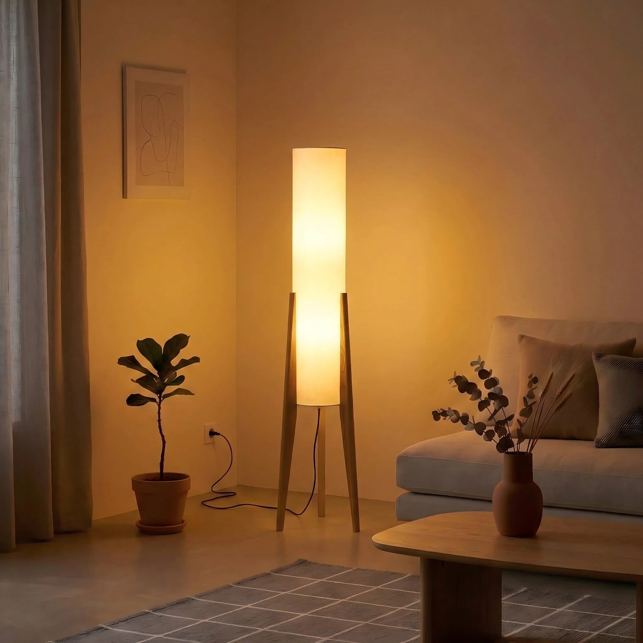 Nordic Solid Wood Floor Lamp