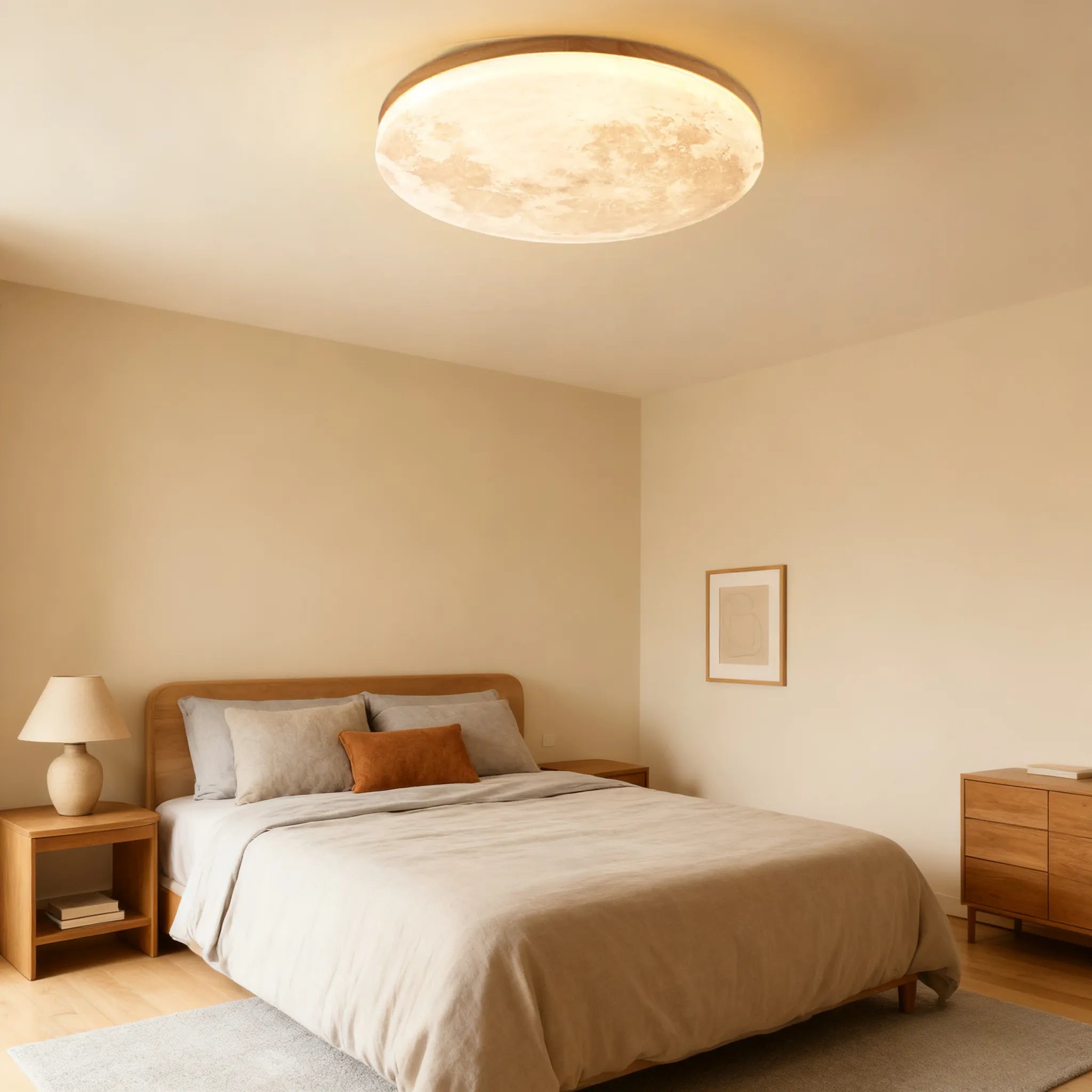 Plafonnier rond moderne et créatif en forme de lune