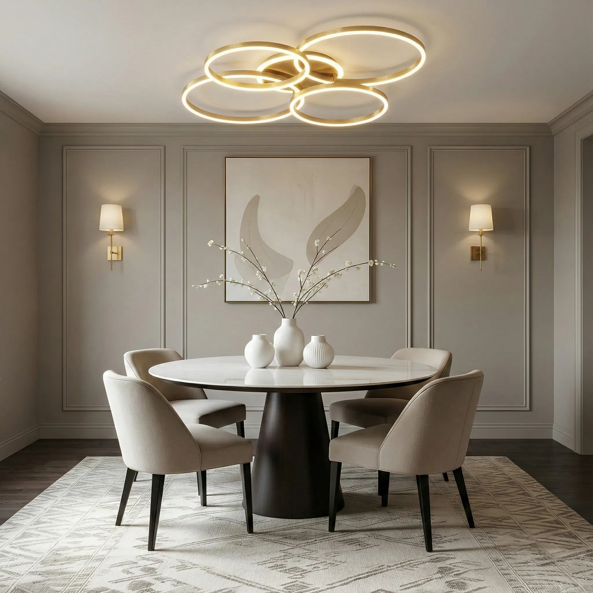 Elegante lampada da soffitto ad anello nordico