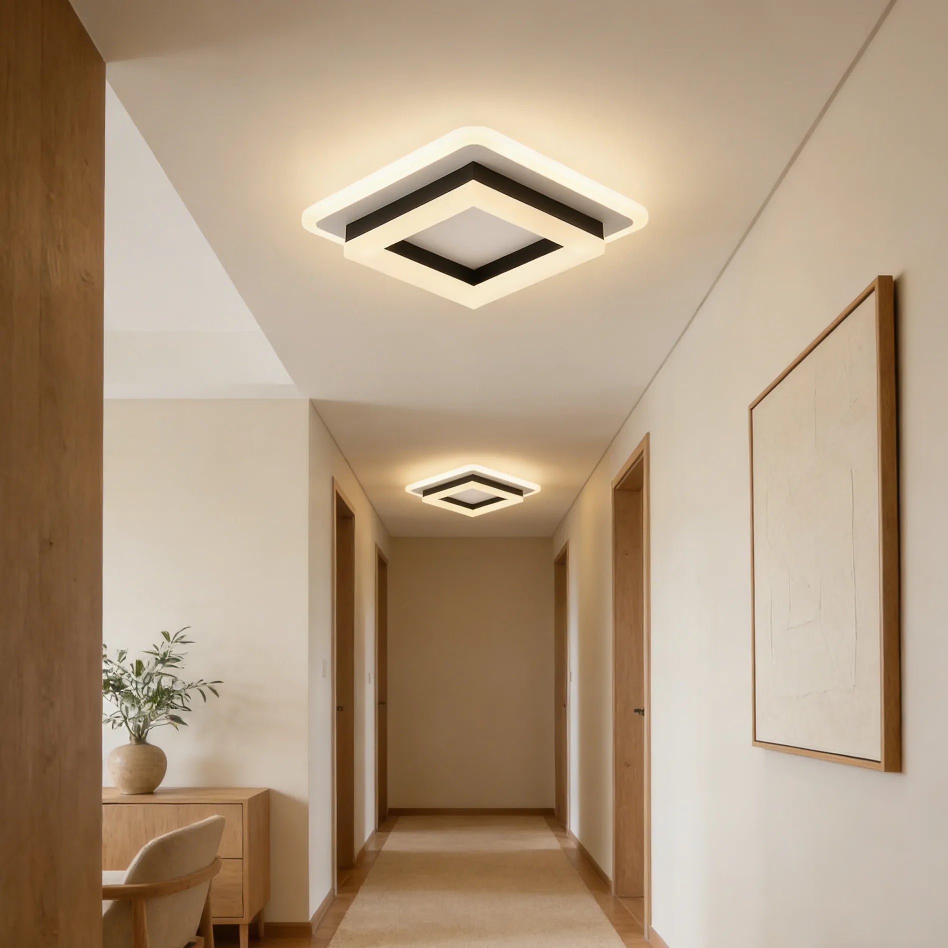 Lampada da soffitto moderna e creativa ad anello quadrato
