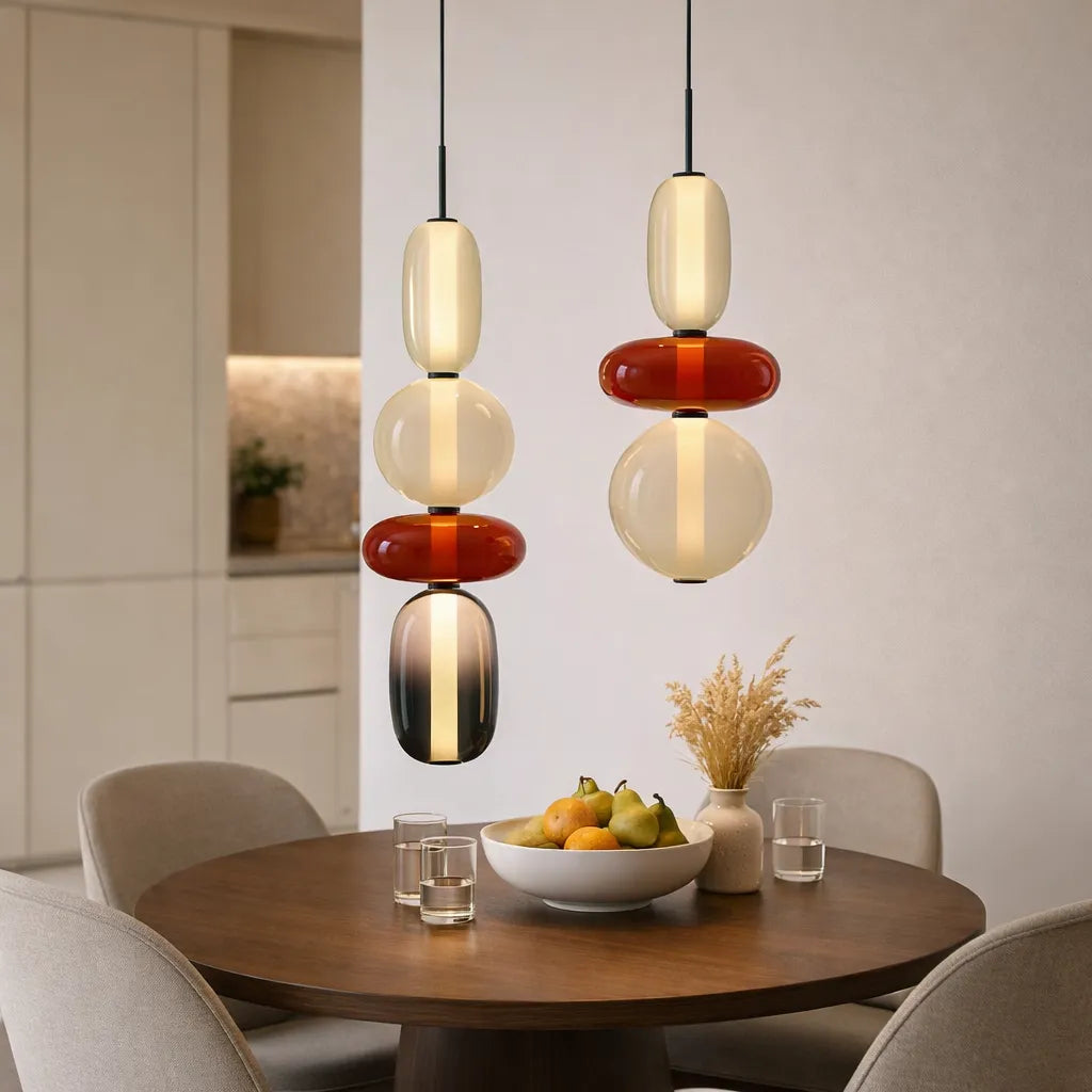 Elegante lampada a sospensione in vetro candito