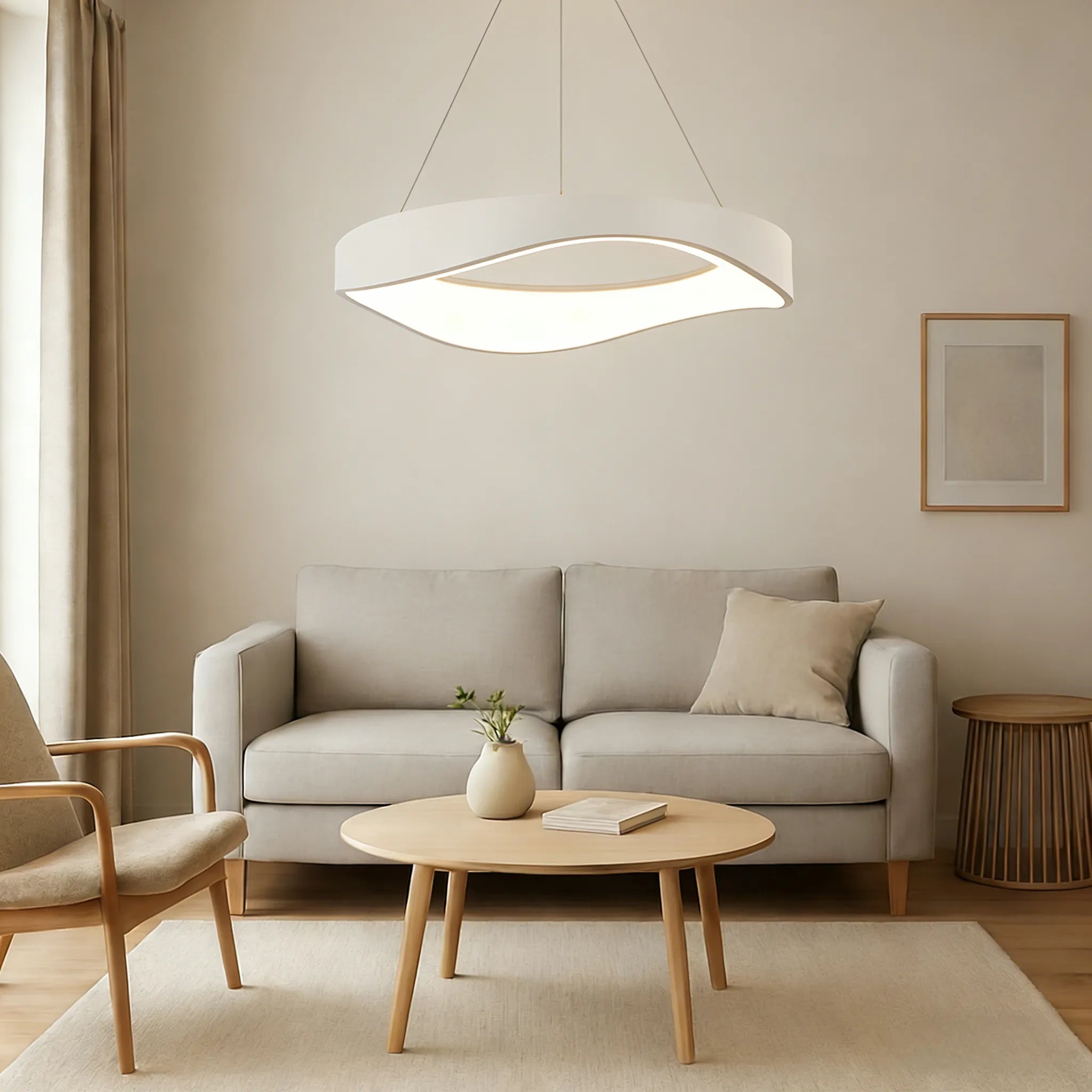 Lampada a sospensione nordica con venature del legno