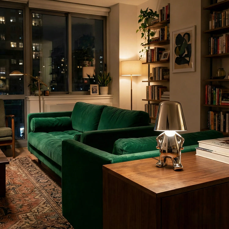 Glarefusion Cute Gold Man Statue LED Table Lamp