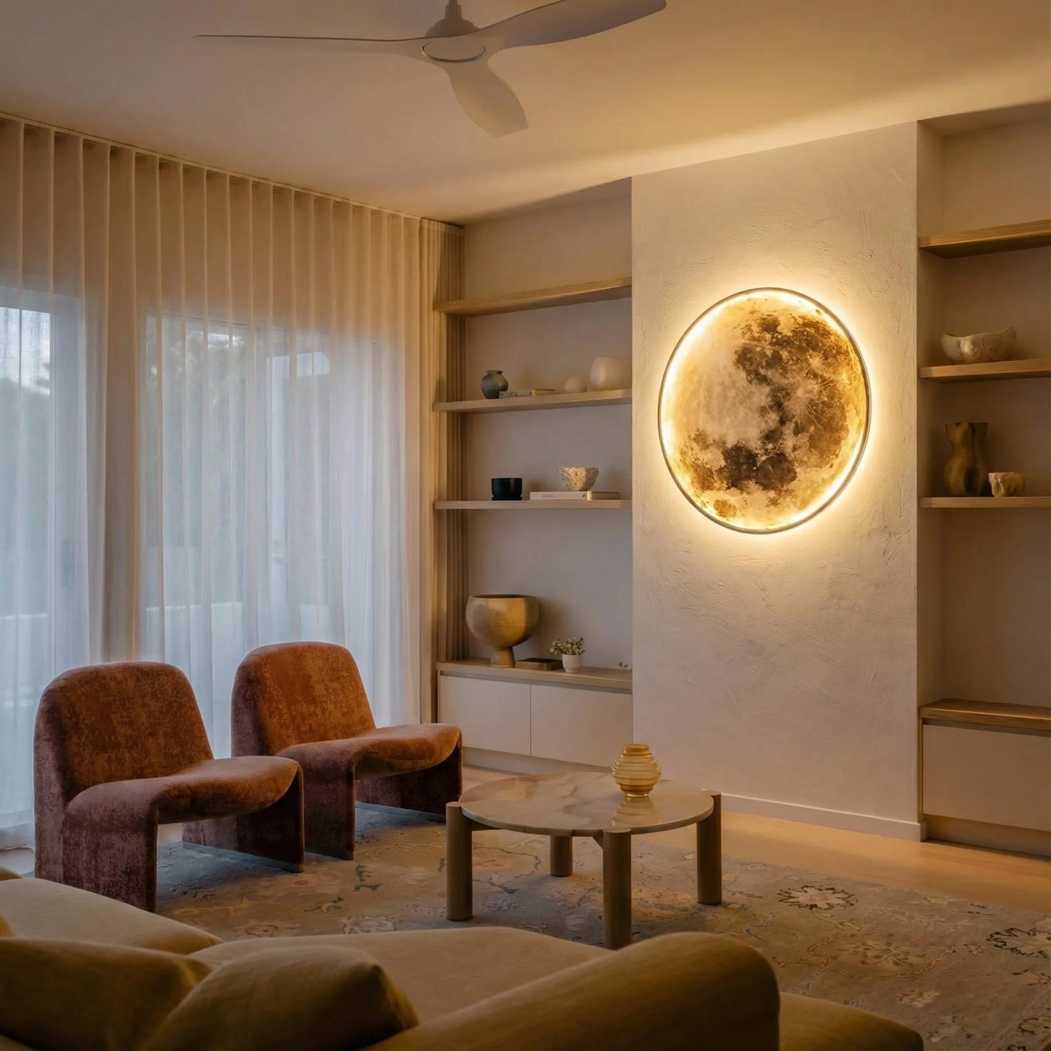 Moderne runde Mondwandlampe