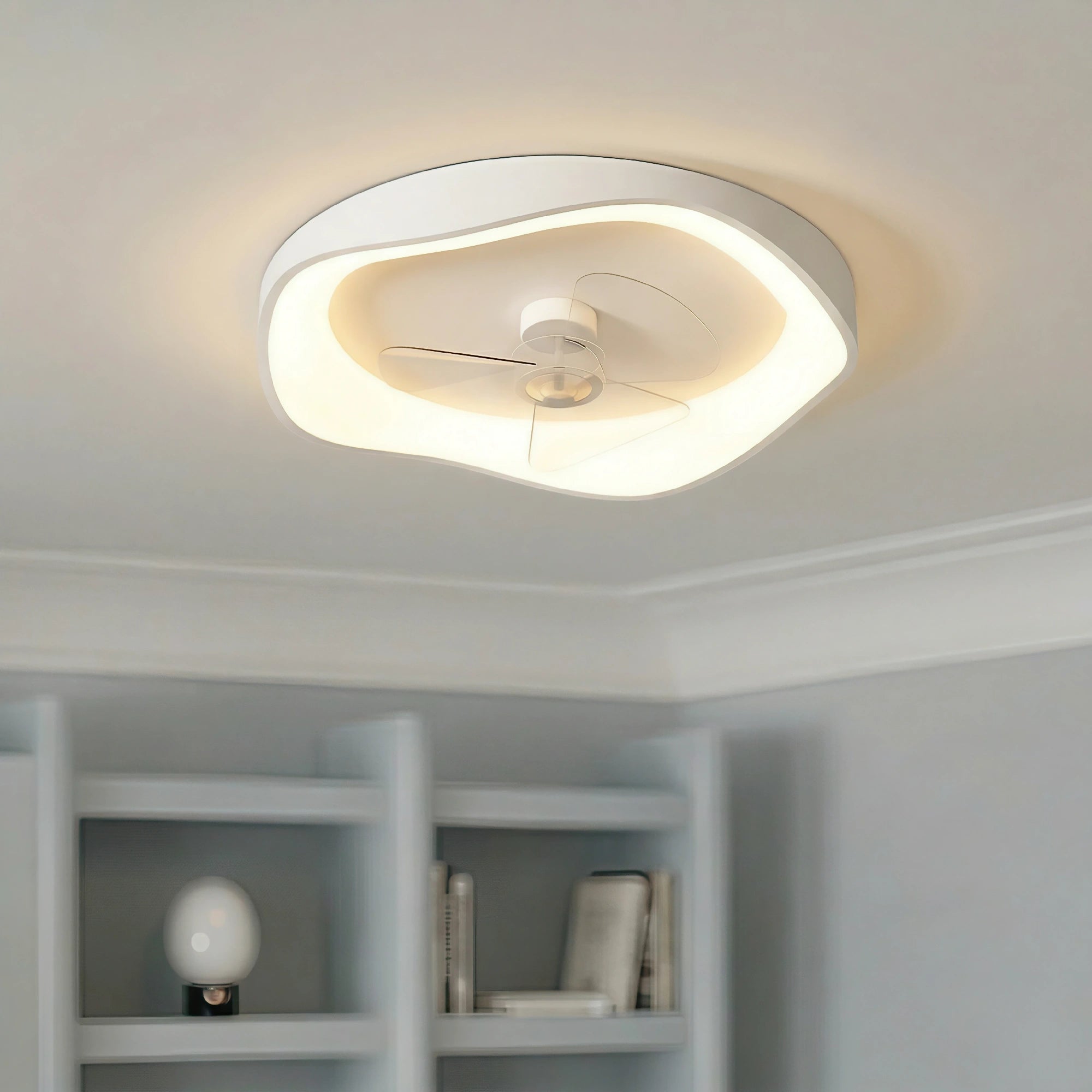 Modern Minimalism White Ceiling Fan With Light