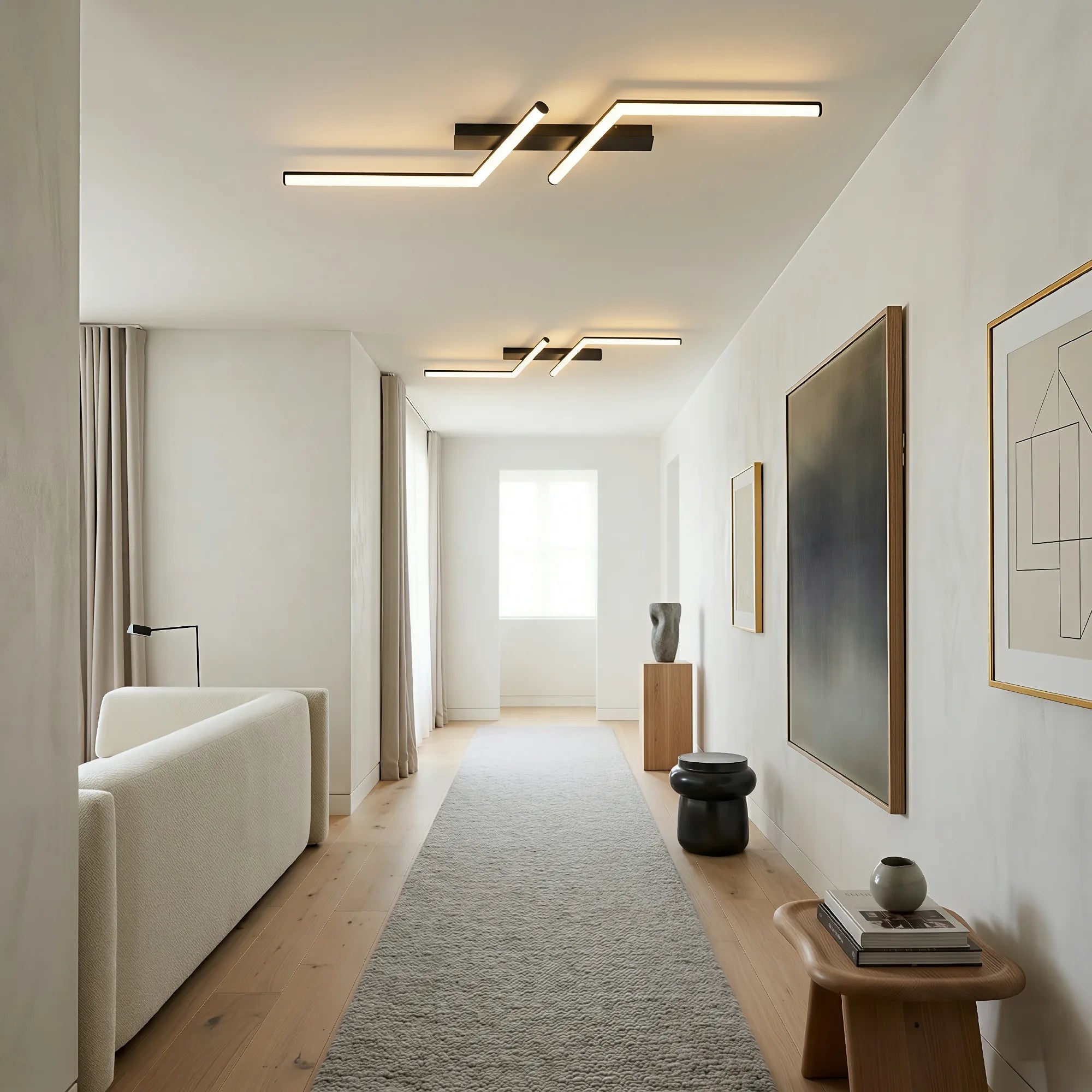Plafonnier LED moderne simple en aluminium noir