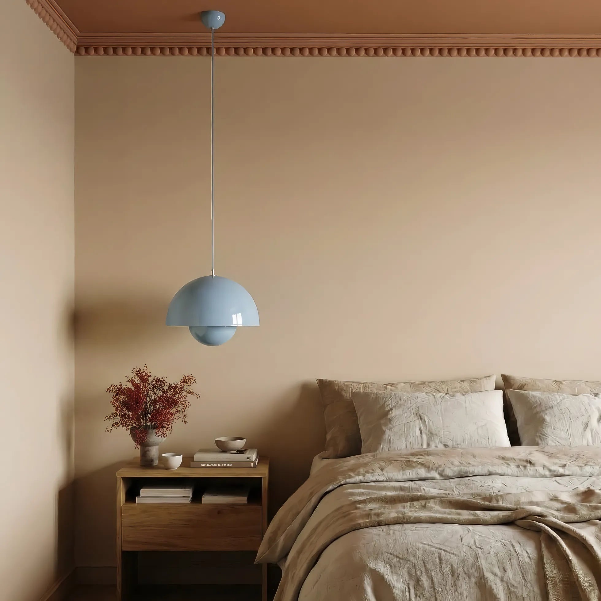 Moderna lampada a sospensione a luce rotonda colorata