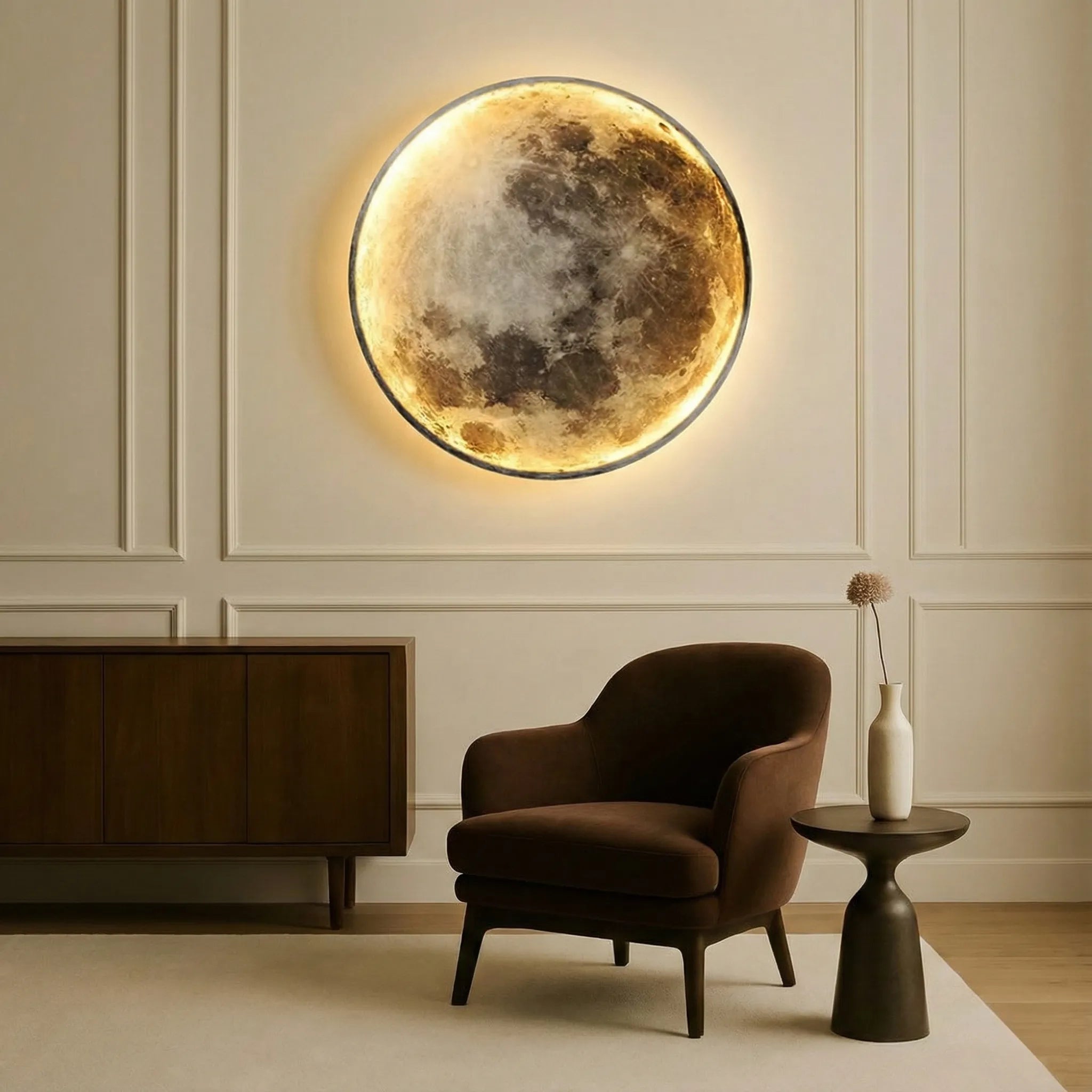 Moderne runde Mondwandlampe