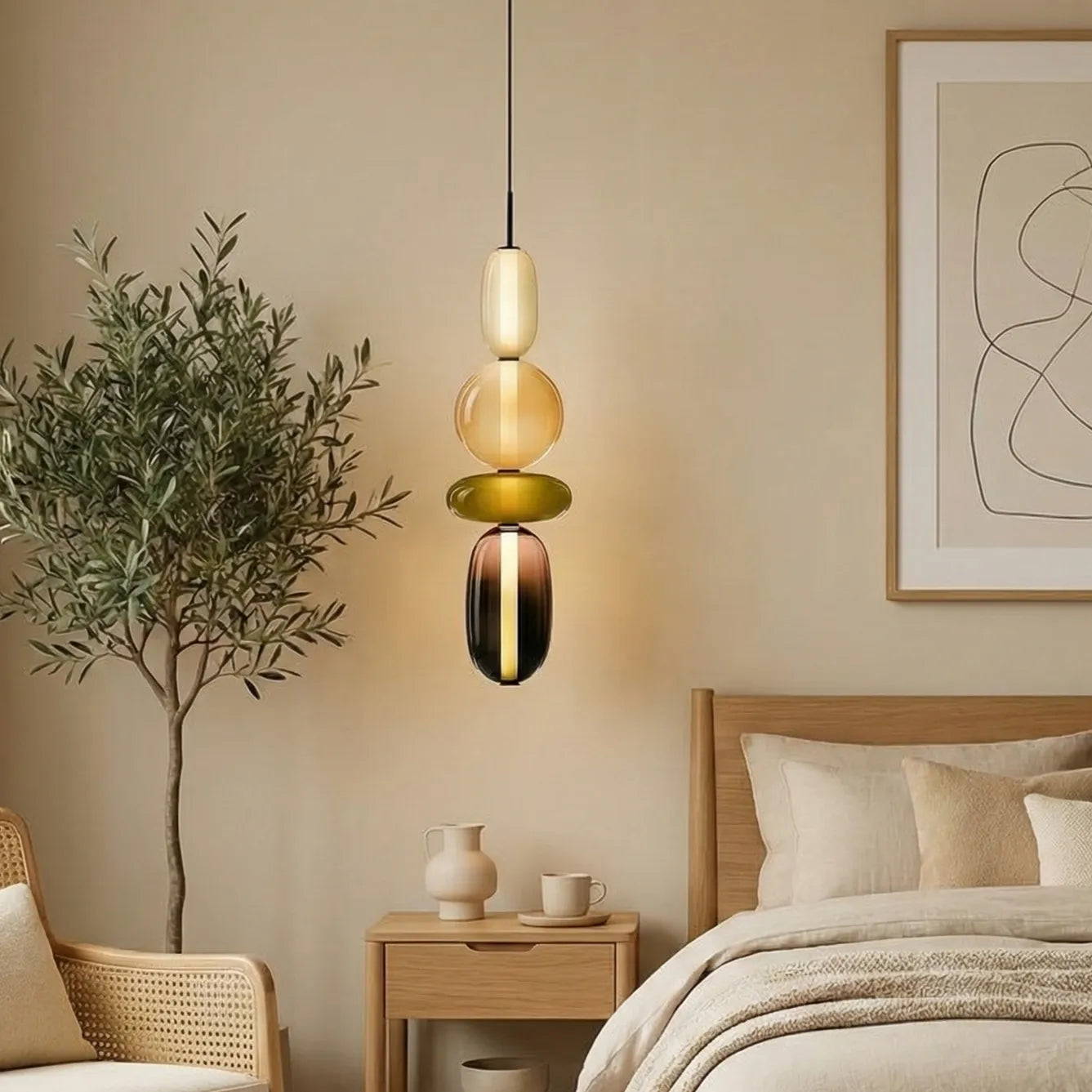 Elegante lampada a sospensione in vetro candito
