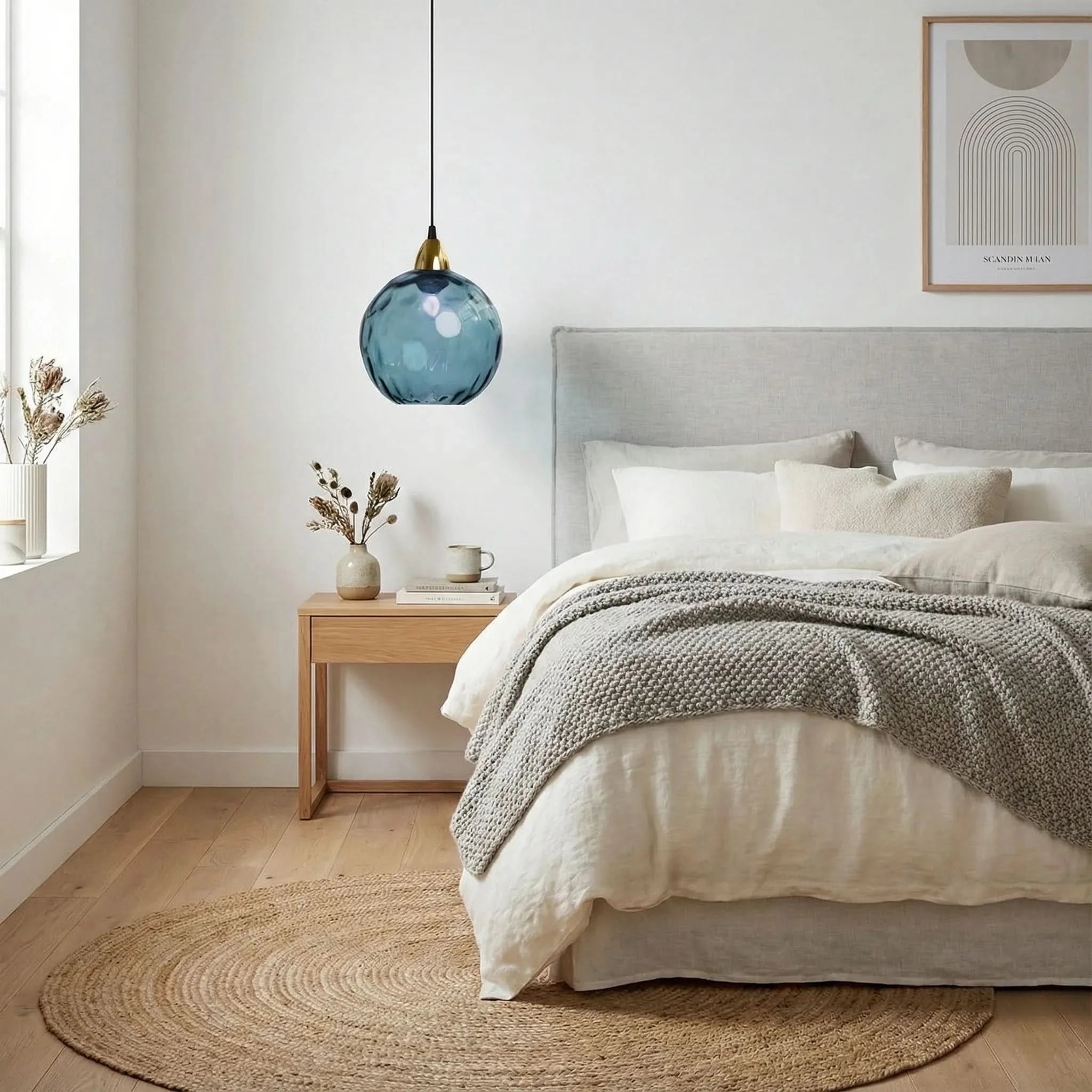 Lampada a sospensione moderna a sfera in vetro con motivo ad acqua colorata semplice Glarefusion