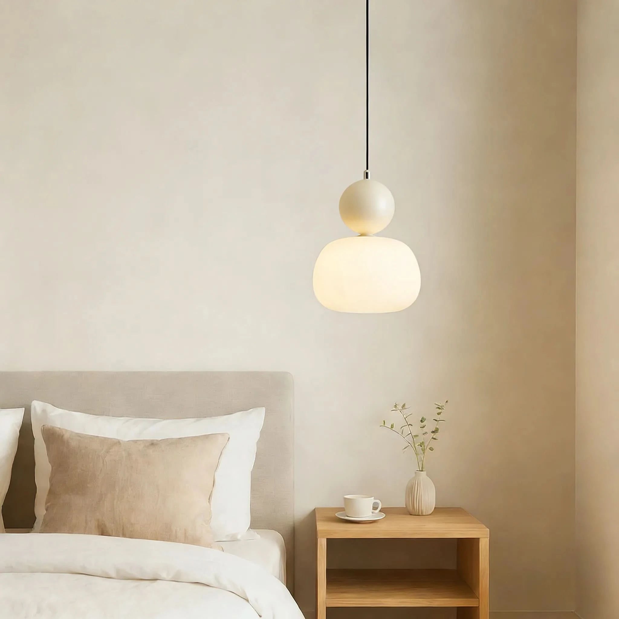 Lampada a sospensione Art Déco color crema Glarefusion