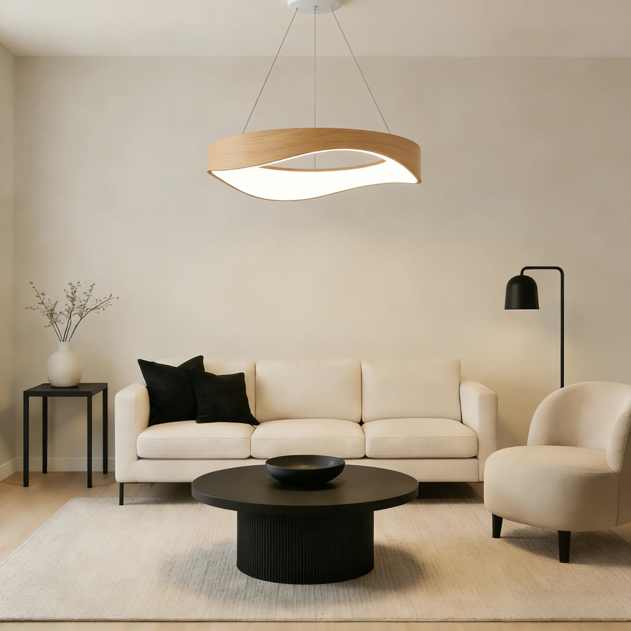 Lampada a sospensione nordica con venature del legno