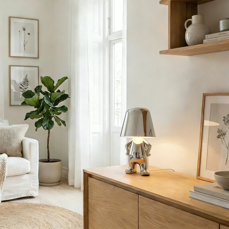 Glarefusion Cute Gold Man Statue LED Table Lamp