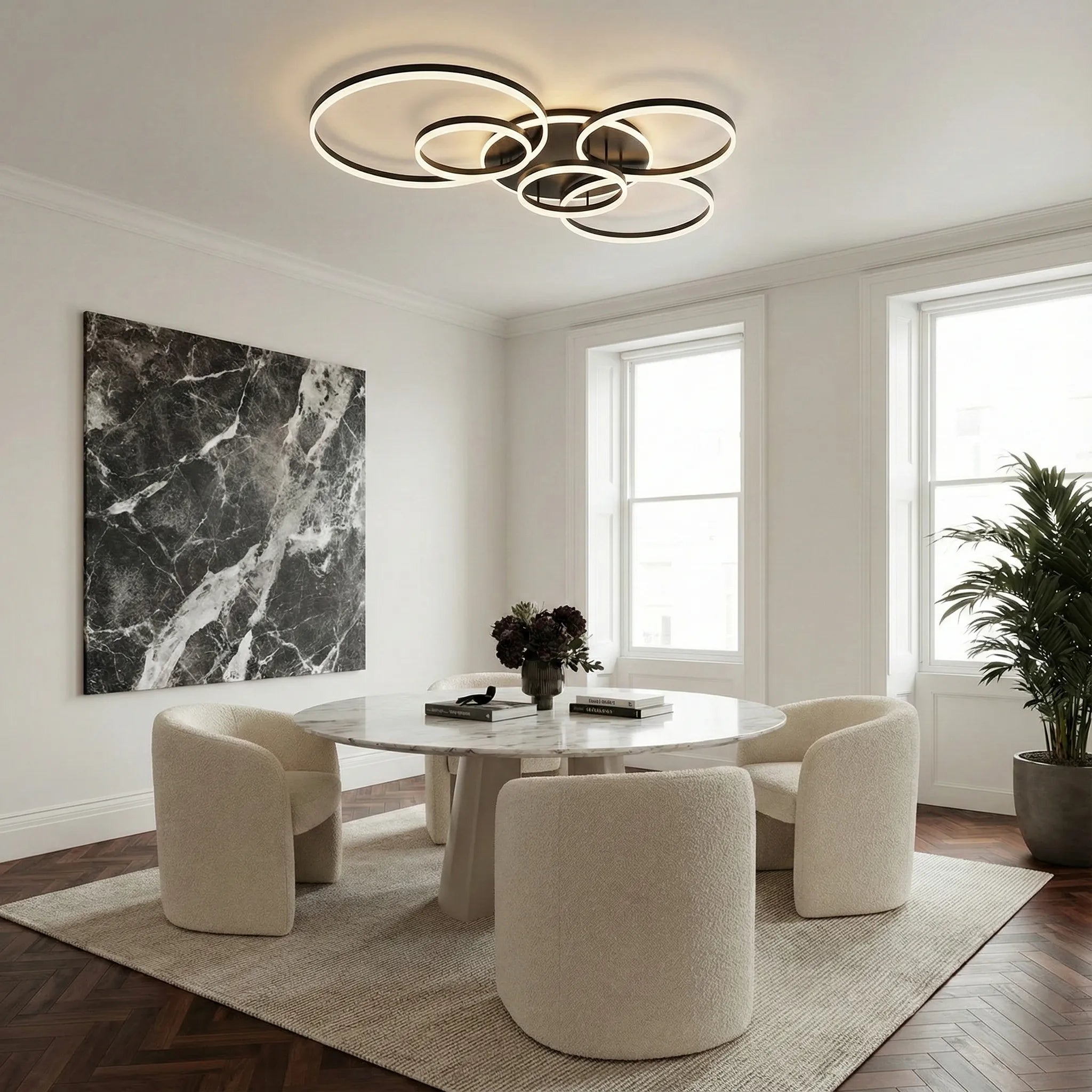 Elegante lampada da soffitto ad anello nordico