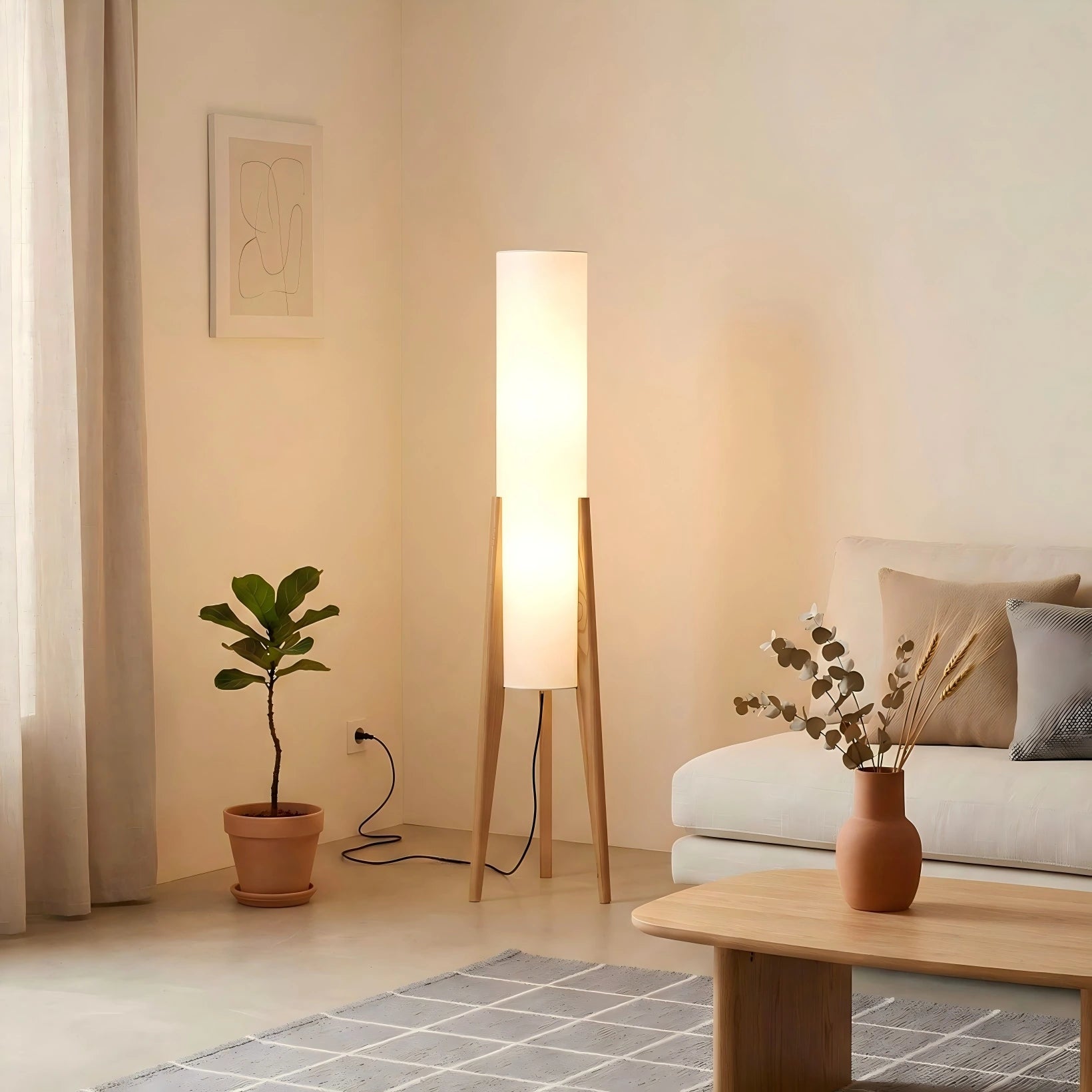 Nordic Solid Wood Floor Lamp