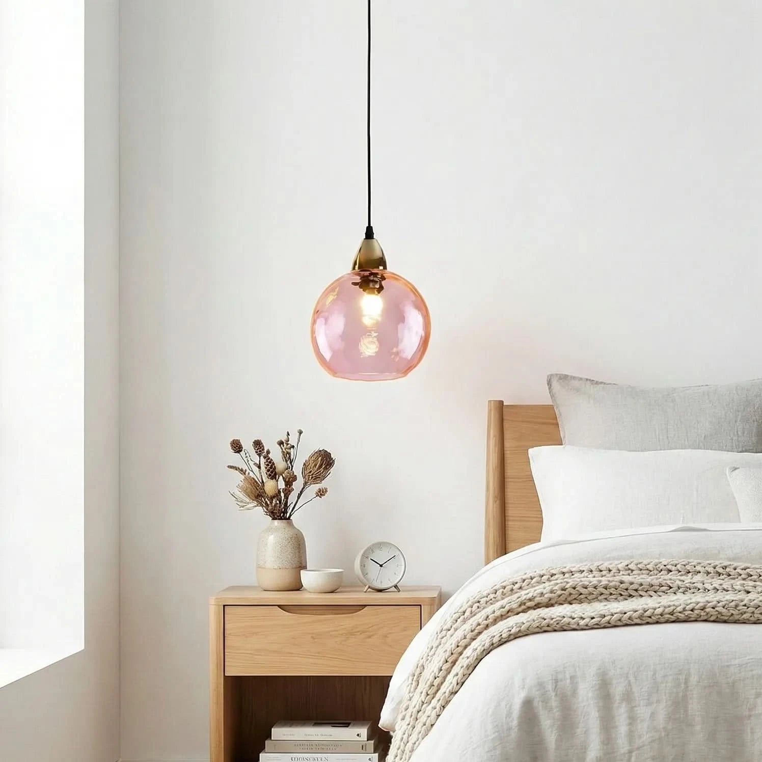 Lampada a sospensione moderna a sfera in vetro con motivo ad acqua colorata semplice Glarefusion