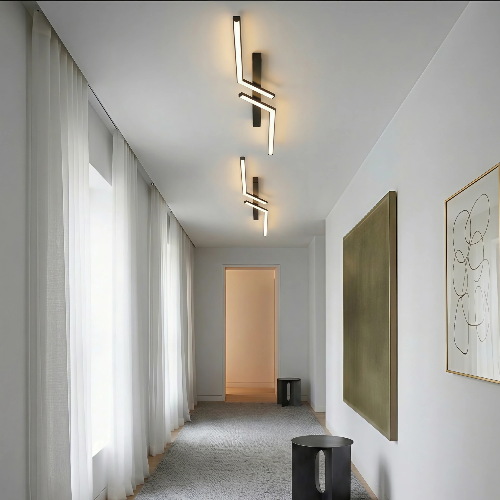 Plafonnier LED moderne simple en aluminium noir