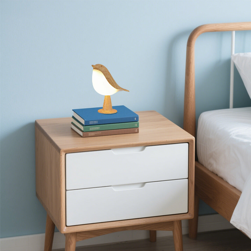 Lampe de table oiseau en bois chic Glarefusion