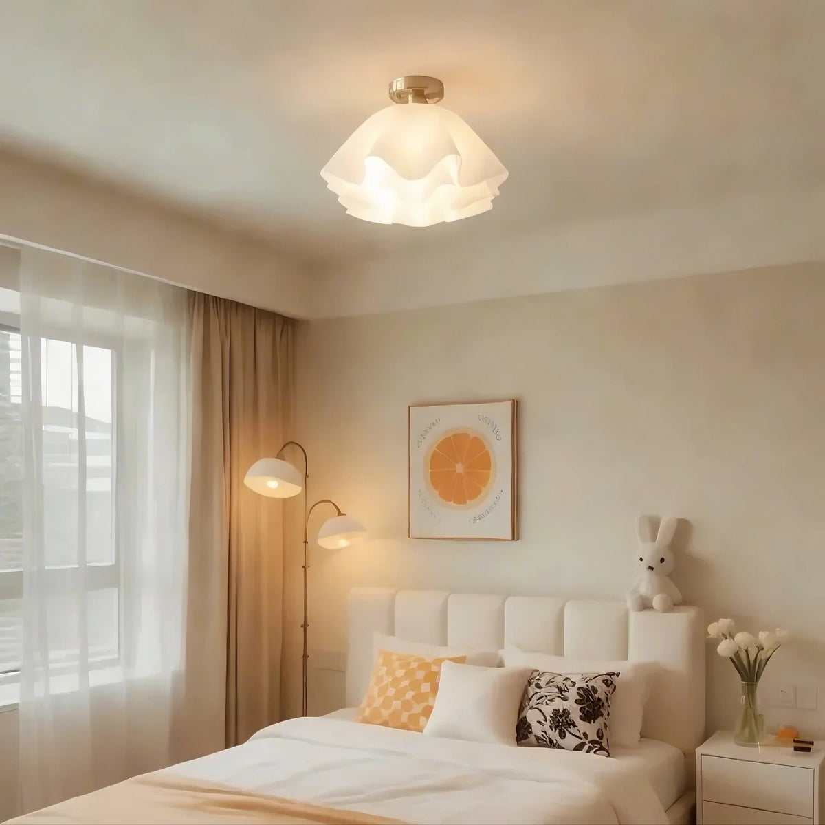 Moderne weiße Blume Semi Flush Mount Deckenlampe
