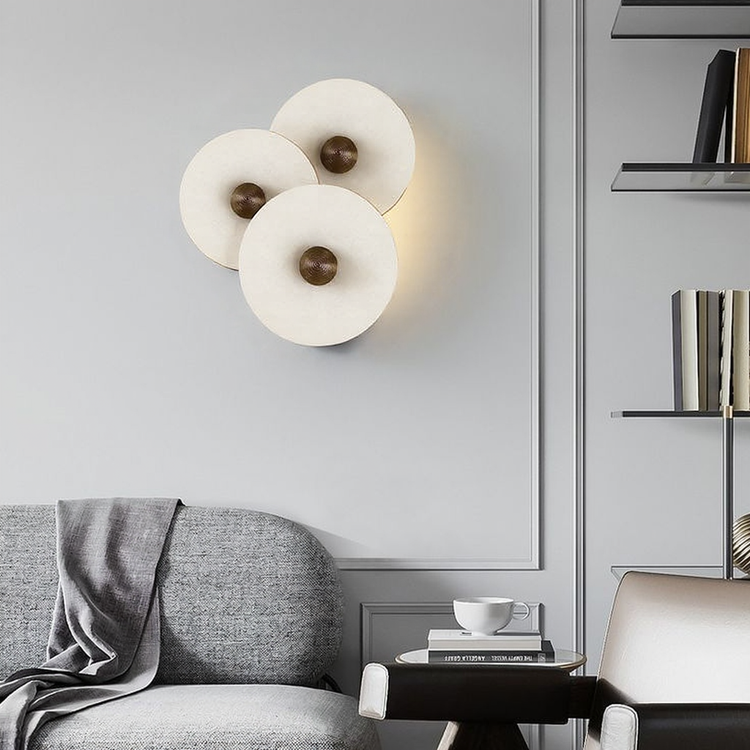 Moderne enkel rund alabast væglampe