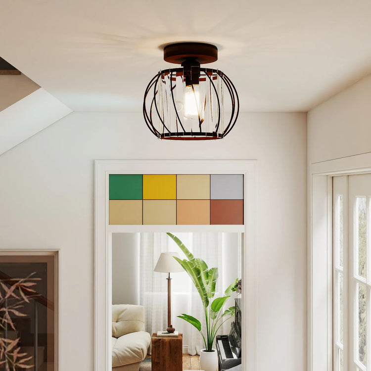 Moderne kreativ lanterneformet glasloftslampe