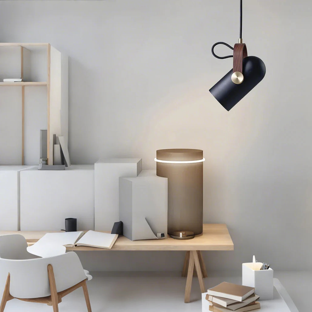 Lampada a sospensione moderna nordica in legno girevole