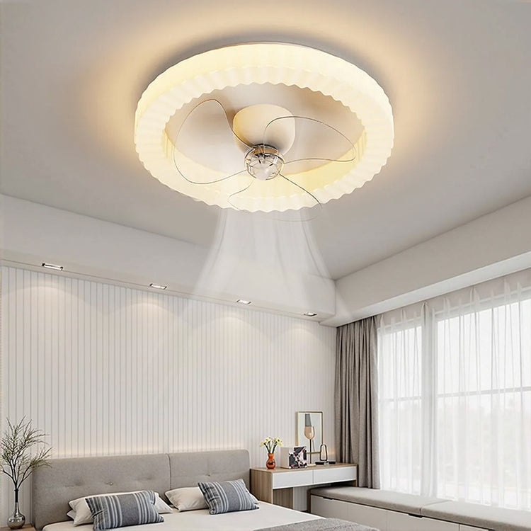 Hvid Rund Design Loftsventilator Med LED-lys