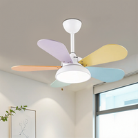 Macaron farverig runde loftsventilator med LED -lys