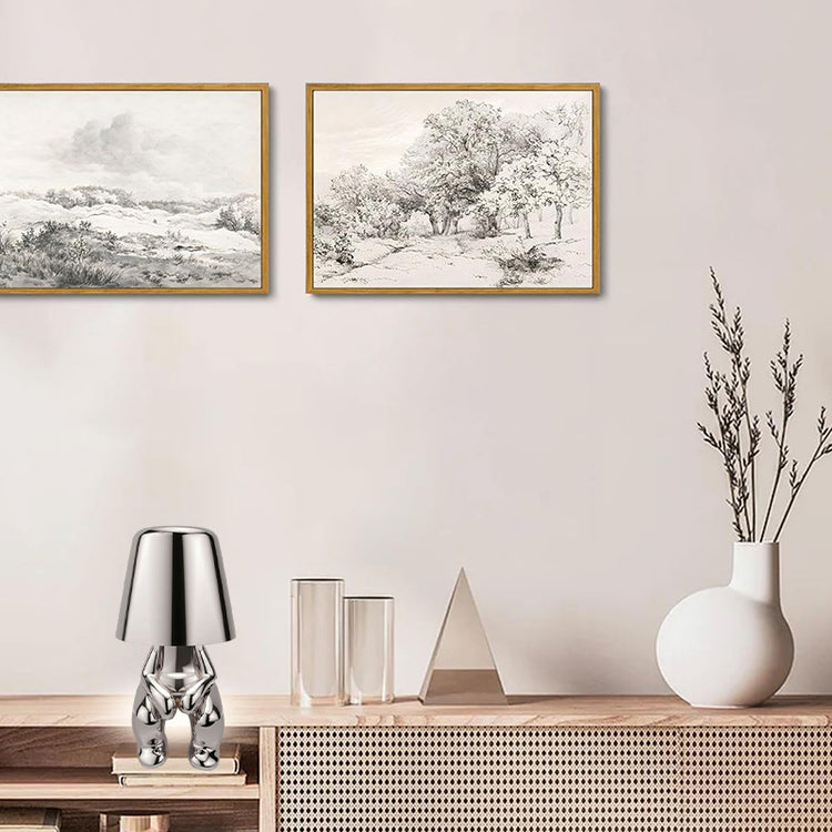 Glarefusion Cute Gold Man Statue LED bordlampe