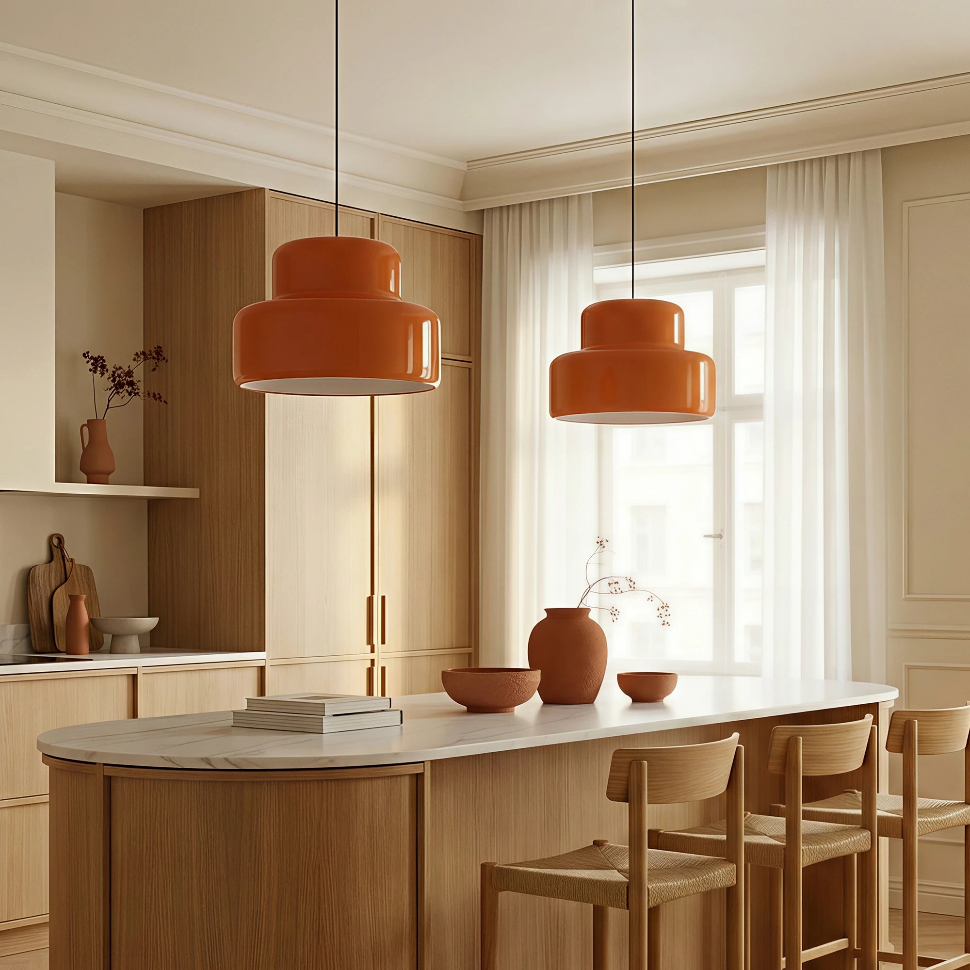 Lampe à Suspension Orange Bauhaus Vintage Moderne