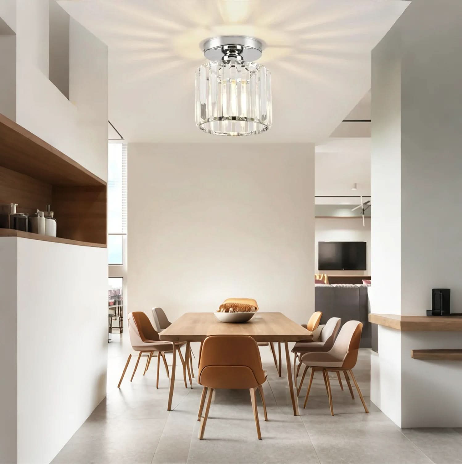 GlareFusion Plafonnier LED en verre cristal nordique moderne