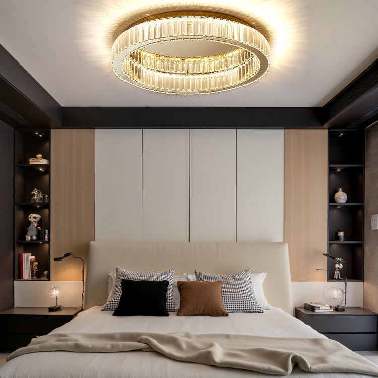 Moderne kreativ rund krystal loftslampe