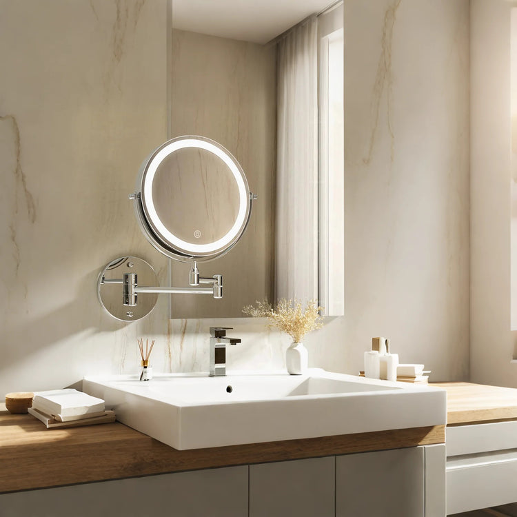 Glarefusion Tre-tonet dæmpende vægmonteret makeup spejl