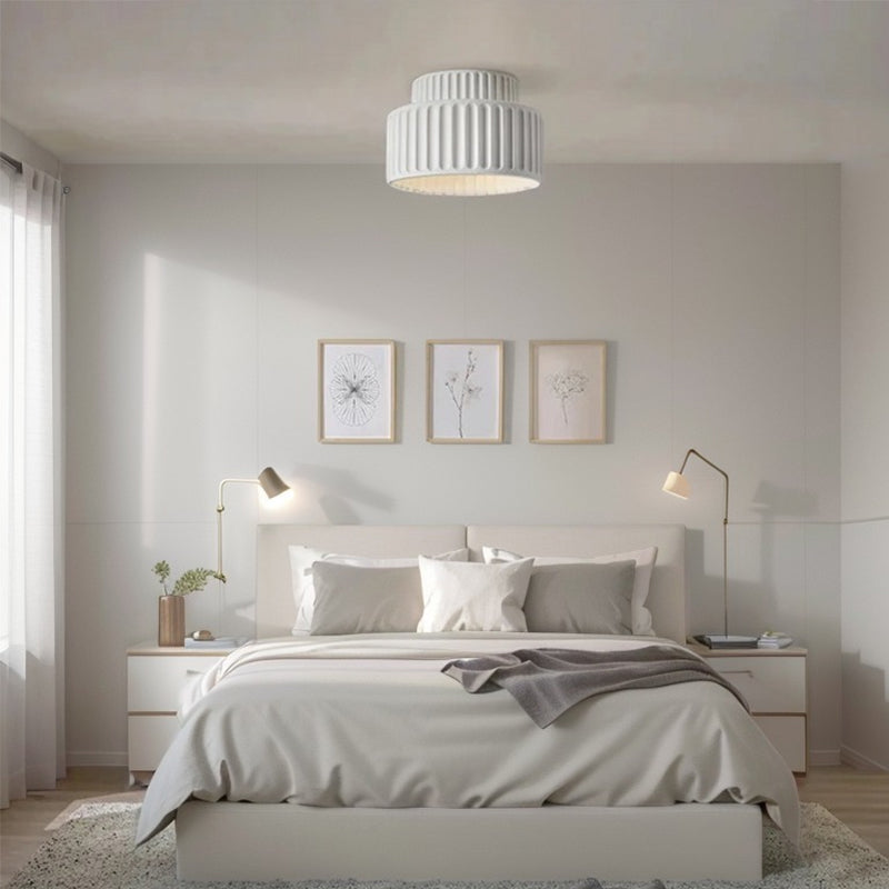 Glarefusion Vintage Cream Style Drum Ceiling Lamp