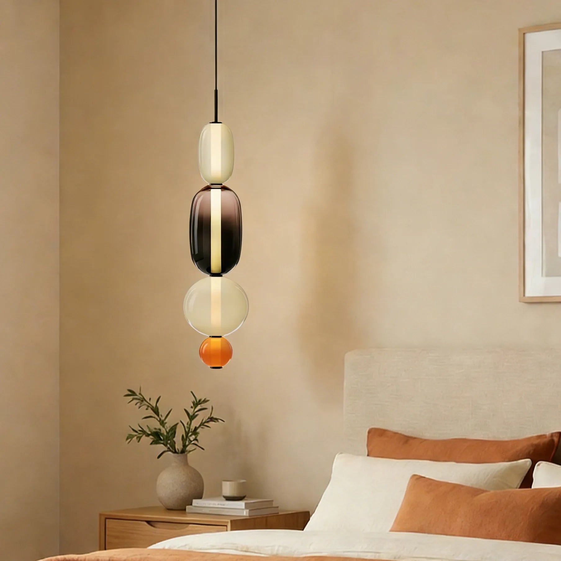 Elegante lampada a sospensione in vetro candito