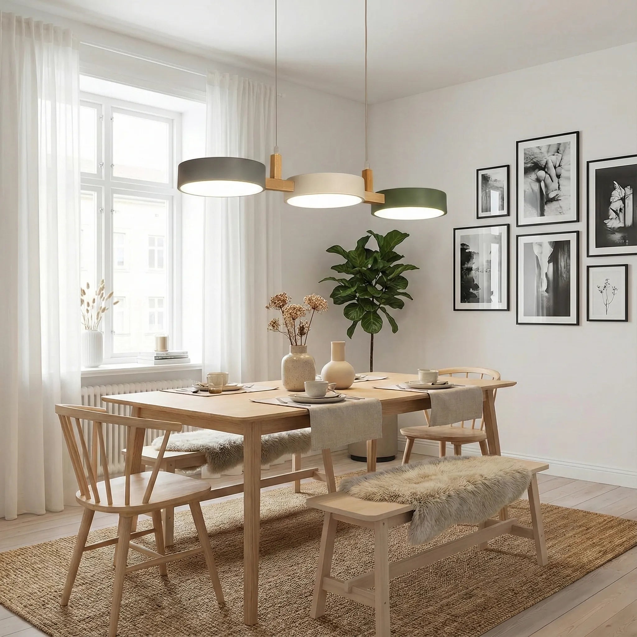 Lampada a sospensione a cilindro moderno in metallo nordico