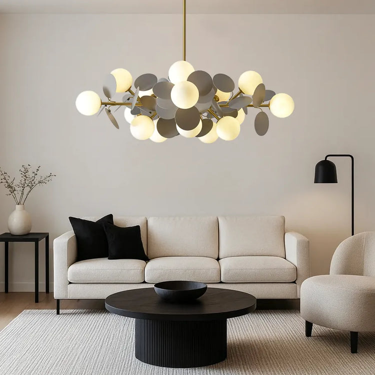 Moderne afrundede kugler i glas lysekrone